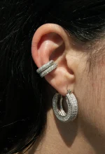 Elegant Hoop Earrings With Simulated Crystals - Image 2