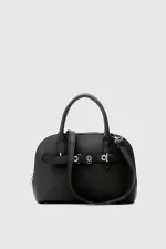 Elegant Black Faux Leather Handbag - Image 2