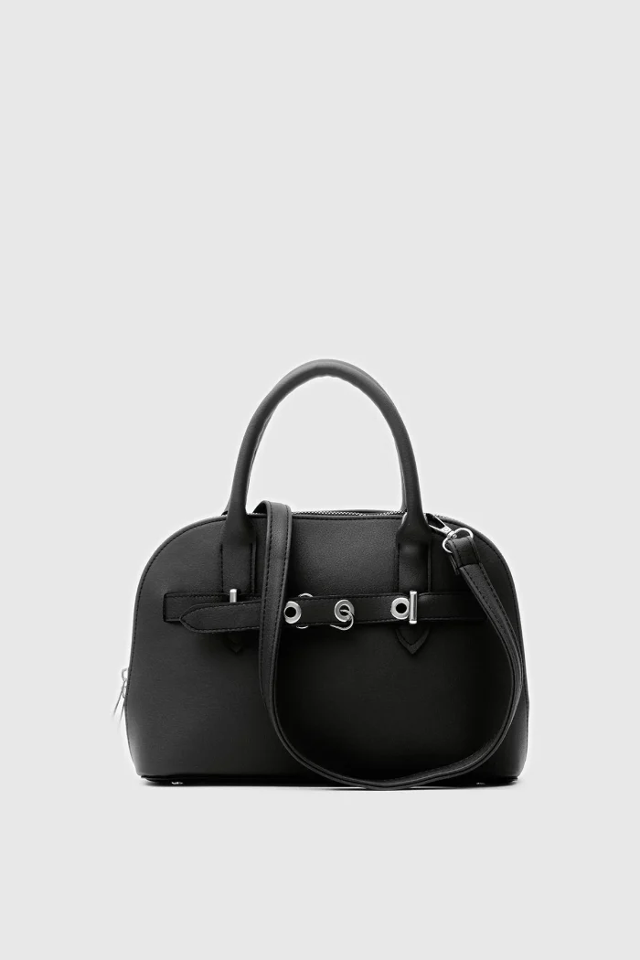 Elegant Black Faux Leather Handbag - Image 2