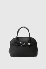 Elegant Black Faux Leather Handbag