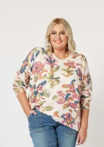 Vibrant Floral Knit Sweater - Image 2