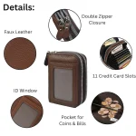 Compact Brown Leather Zipper Wallet - Image 4