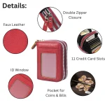 Compact Red Zipper Wallet With Id Window - Image 4