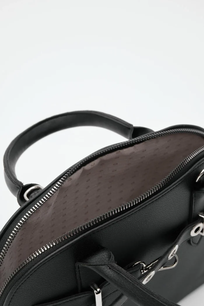 Elegant Black Faux Leather Handbag - Image 7