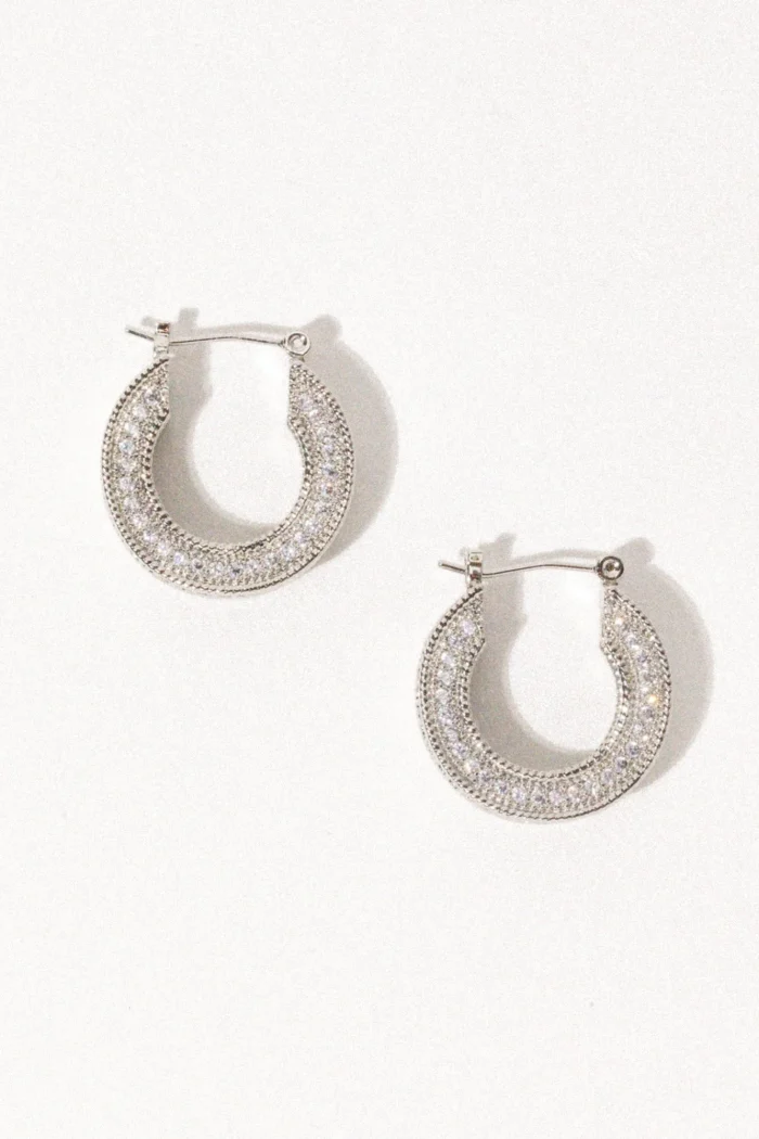 Elegant Hoop Earrings With Simulated Crystals - Image 3
