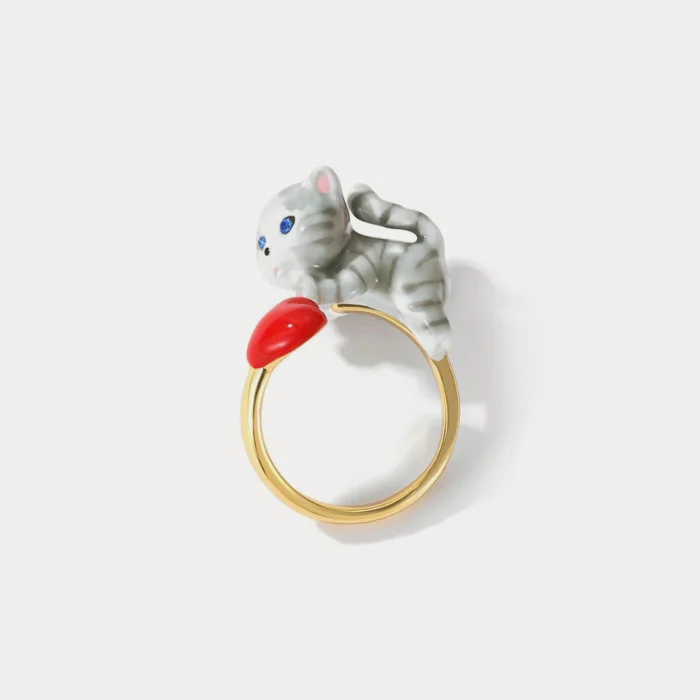 Adorable Cat & Heart Ring - Image 5
