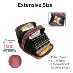 Compact Red Zipper Wallet With Id Window - Image 5