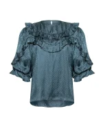 Elegant Satin Ruffled Blouse