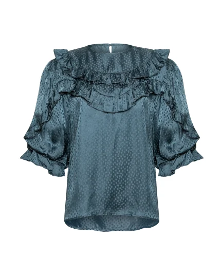 Elegant Satin Ruffled Blouse