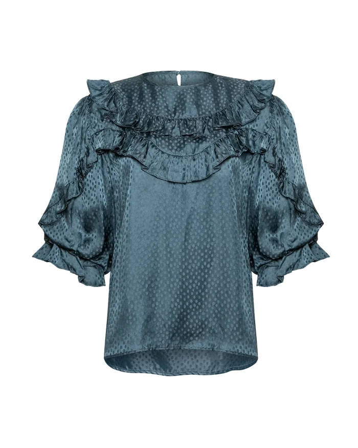 Elegant Satin Ruffled Blouse - Image 1