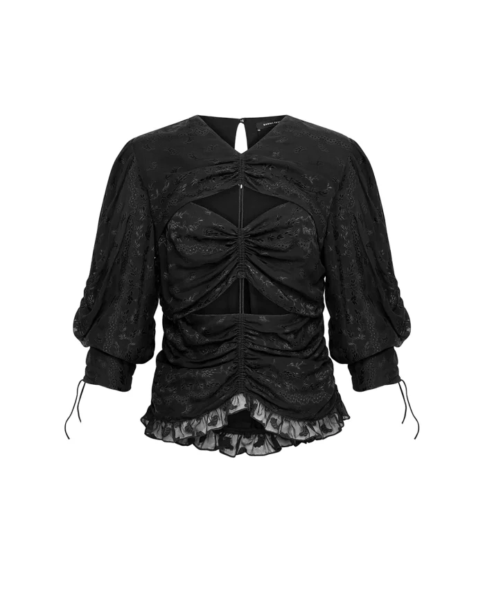 Elegant Black Cut-Out Blouse - Image 5