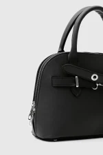 Elegant Black Faux Leather Handbag - Image 6