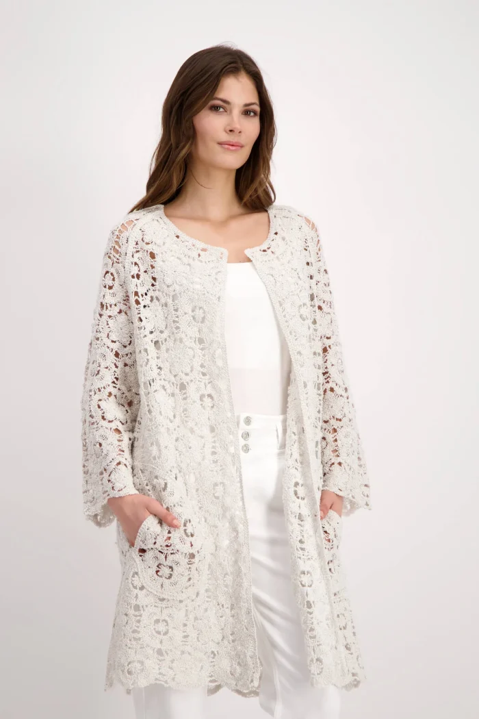 Elegant Lace Knit Cardigan - Image 1