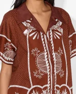 Elegant Brown Floral Shirt - Image 2