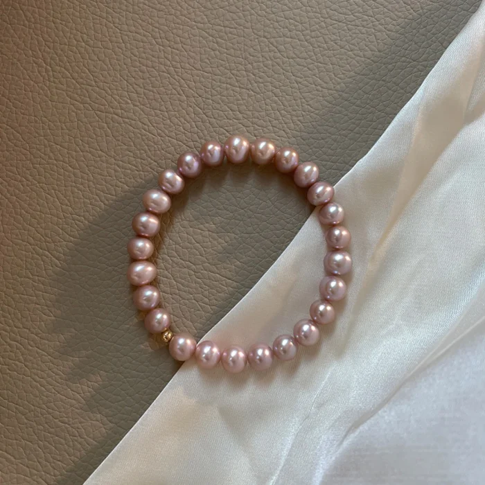 Elegant Pastel Pink Beaded Bracelet - Image 5