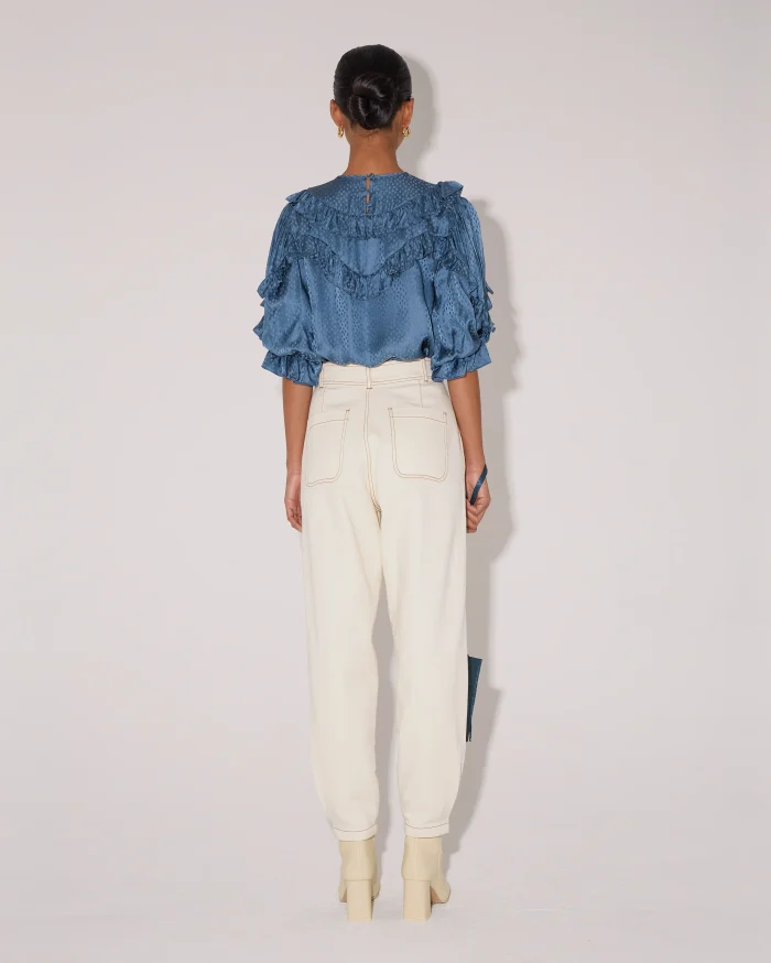 Elegant Satin Ruffled Blouse - Image 4
