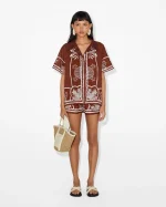 Elegant Brown Floral Shirt