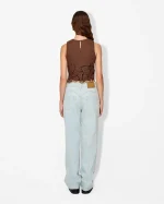 Elegant Brown Cropped Top With Intricate Cut-Out Details - Image 4