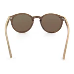 Stylish Wooden Frame Blue Lens Sunglasses - Image 4