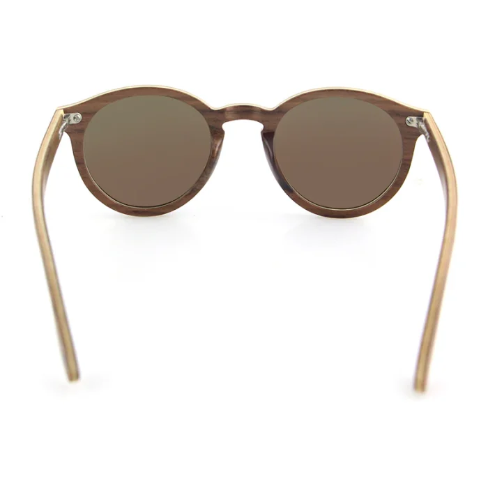 Stylish Wooden Frame Blue Lens Sunglasses - Image 4