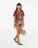 Elegant Brown Floral Shirt - Image 3