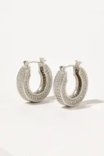 Elegant Hoop Earrings With Simulated Crystals - Image 4