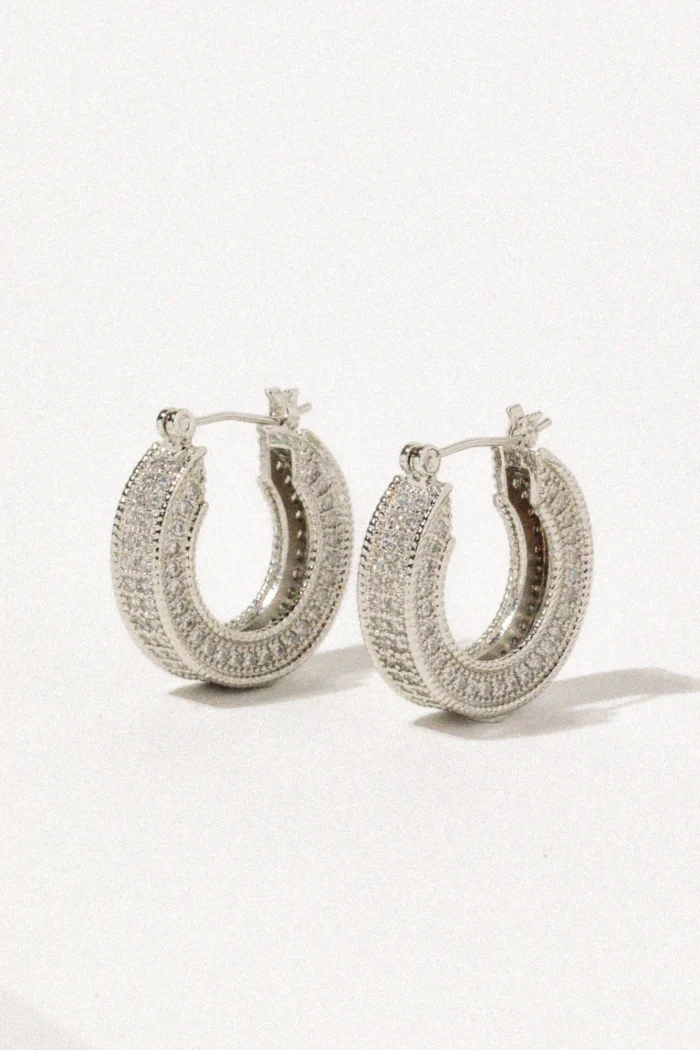 Elegant Hoop Earrings With Simulated Crystals - Image 4