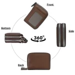 Compact Brown Leather Zipper Wallet - Image 2
