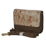 Elegant Brown Faux Leather And Cowhide Pattern Shoulder Bag