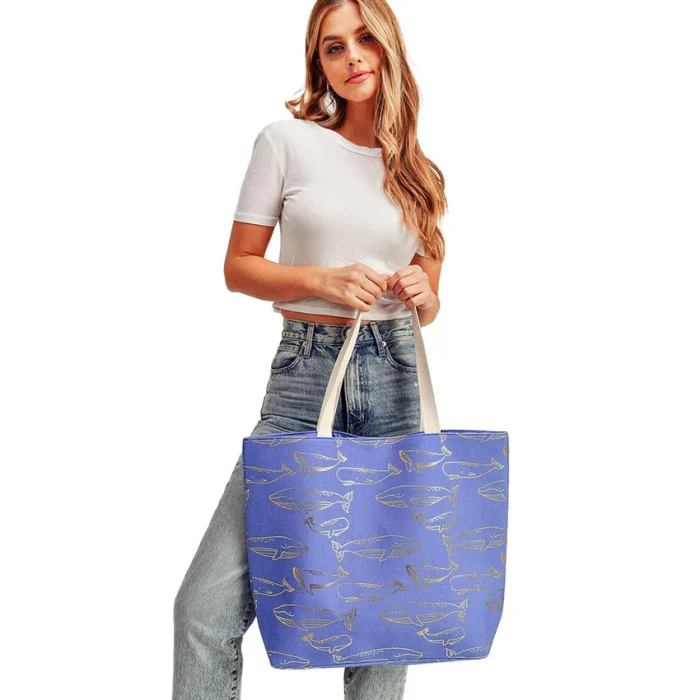 Eco-Friendly Whale Pattern Tote Bag - Image 4