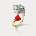 Adorable Cat & Heart Ring - Image 2