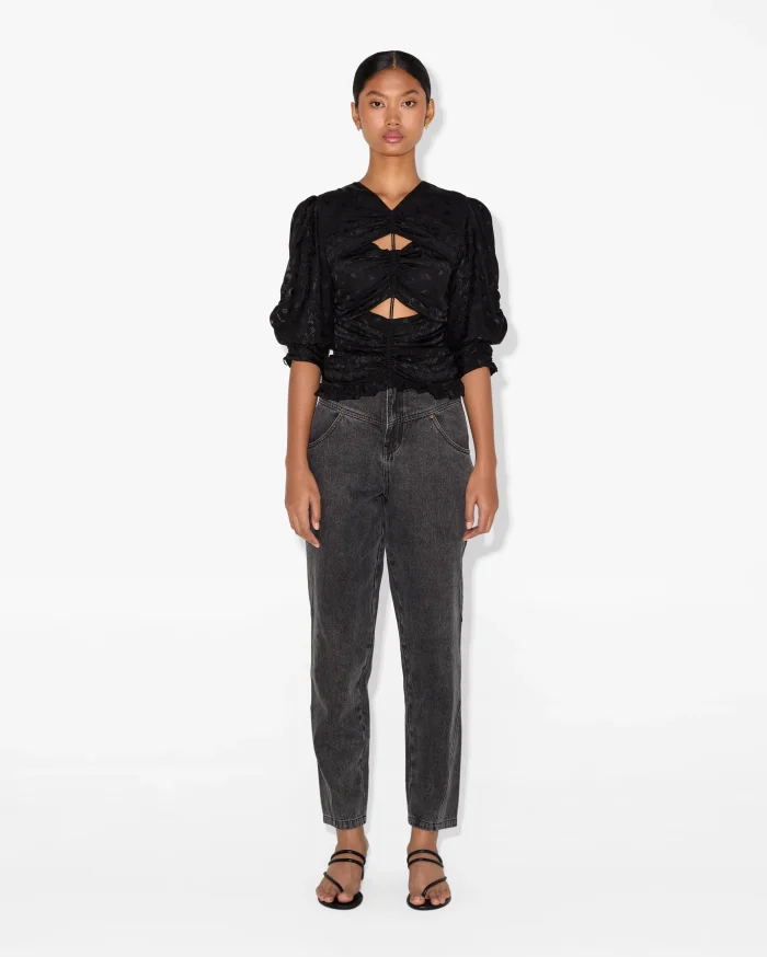 Elegant Black Cut-Out Blouse - Image 1