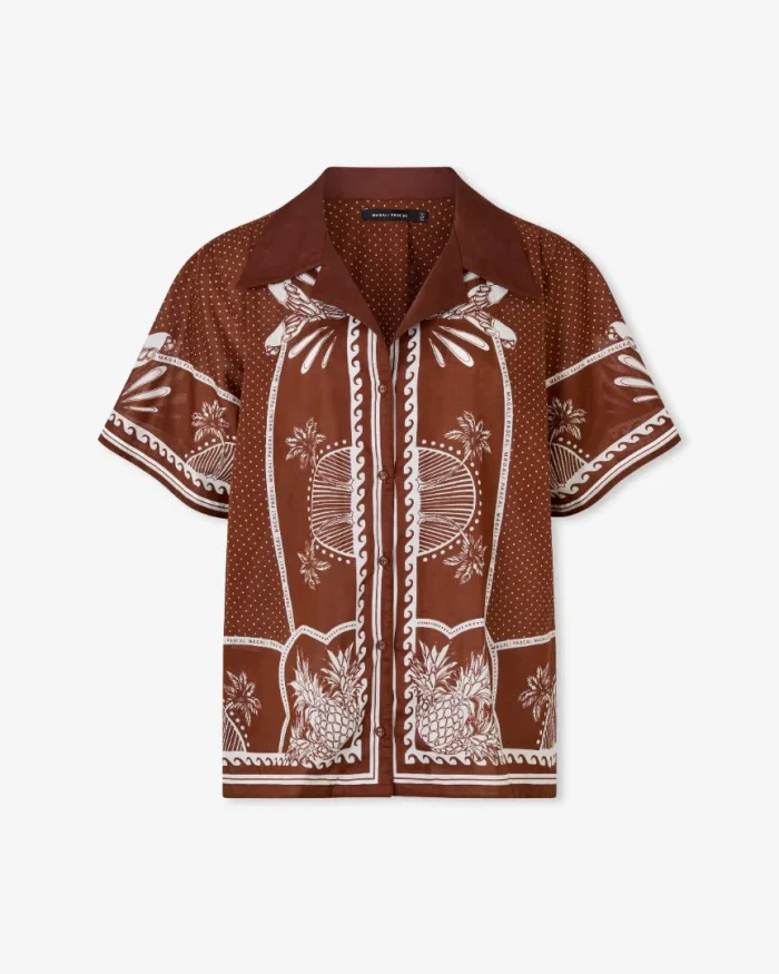 Elegant Brown Floral Shirt - Image 5