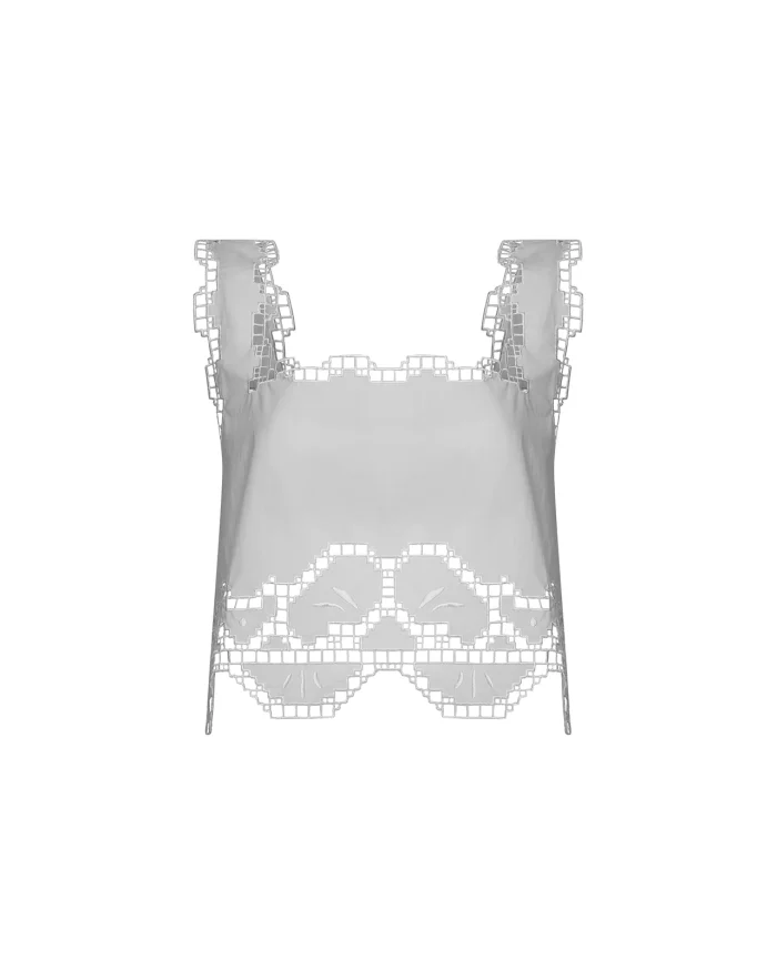 Delicate Lace Trim Cropped Top - Image 4