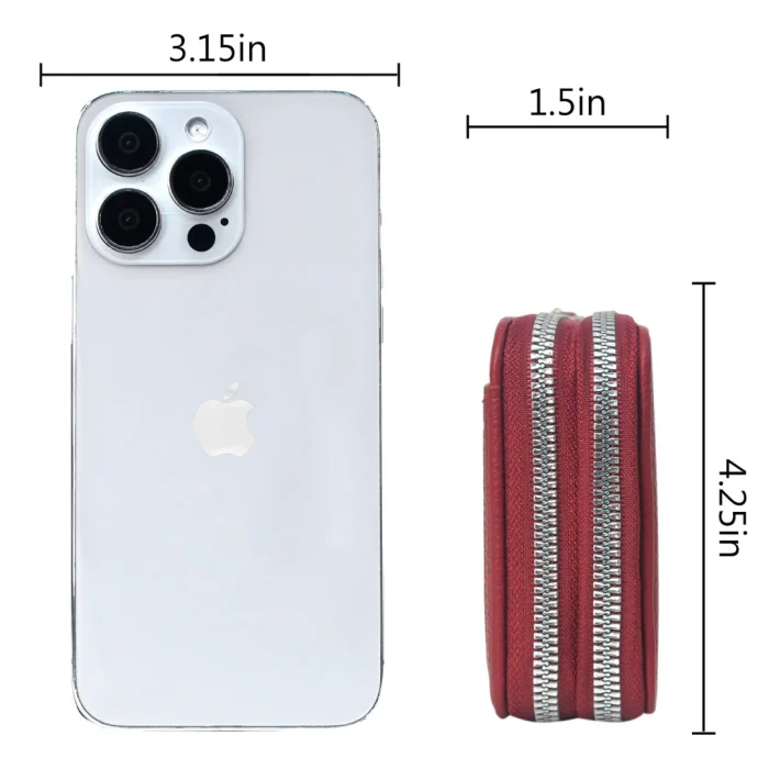 Compact Red Zipper Wallet With Id Window - Image 3
