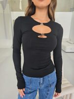 Chic Cutout Long Sleeve Top - Image 6