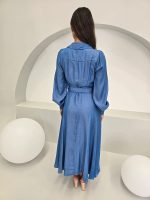 Elegant Blue Long-Sleeve Dress - Image 5