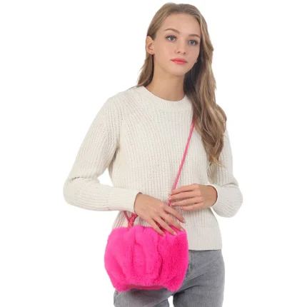 Vibrant Fuchsia Faux Fur Handbag