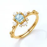 Elegant Blue Gemstone Ring With Pearl Accents - Image 5