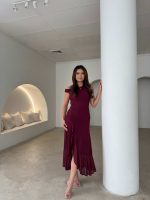 Elegant Burgundy Off-Shoulder Dress