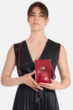 Elegant Red Faux Leather Clutch