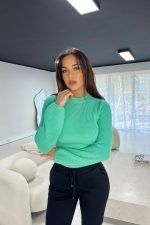Chic Mint Ribbed Knit Crop Top - Image 2