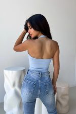 Elegant Sky Blue Halter Top - Image 5