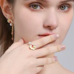 Elegant Floral Enamel Ring - Image 5