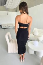Elegant Black Strapless Maxi Dress - Image 6