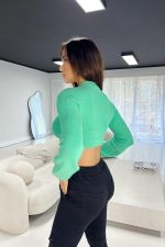 Chic Mint Ribbed Knit Crop Top - Image 4