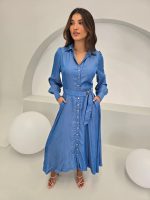 Elegant Blue Long-Sleeve Dress - Image 6