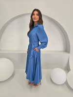 Elegant Blue Long-Sleeve Dress - Image 4