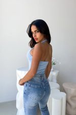 Elegant Sky Blue Halter Top - Image 4