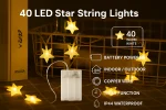 40 LED Battery-Powered Star String Fairy Lights – Warm White – Indoor & Outdoor Use - Image 6